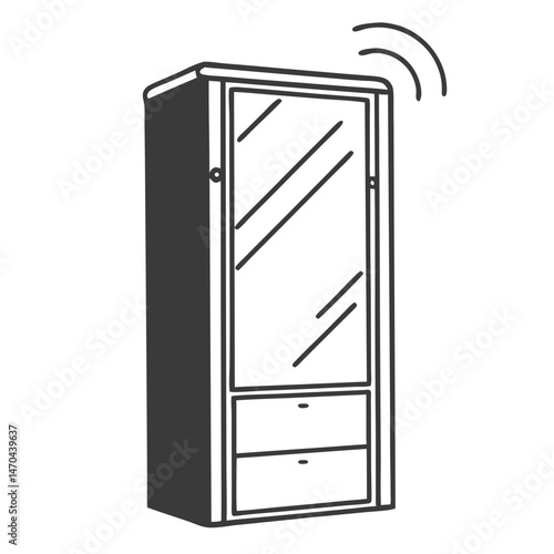 Smart mirror cabinet, lcon vector. Wi-fi enabled smart mirror cabinet logo.