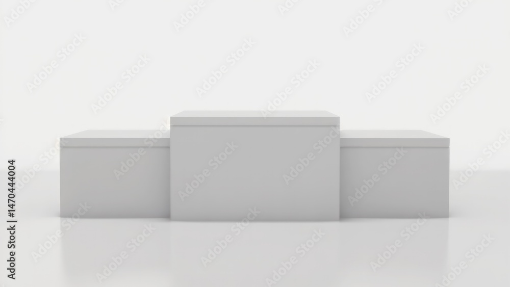 Blank, light gray podiums Blank, light gray podiums