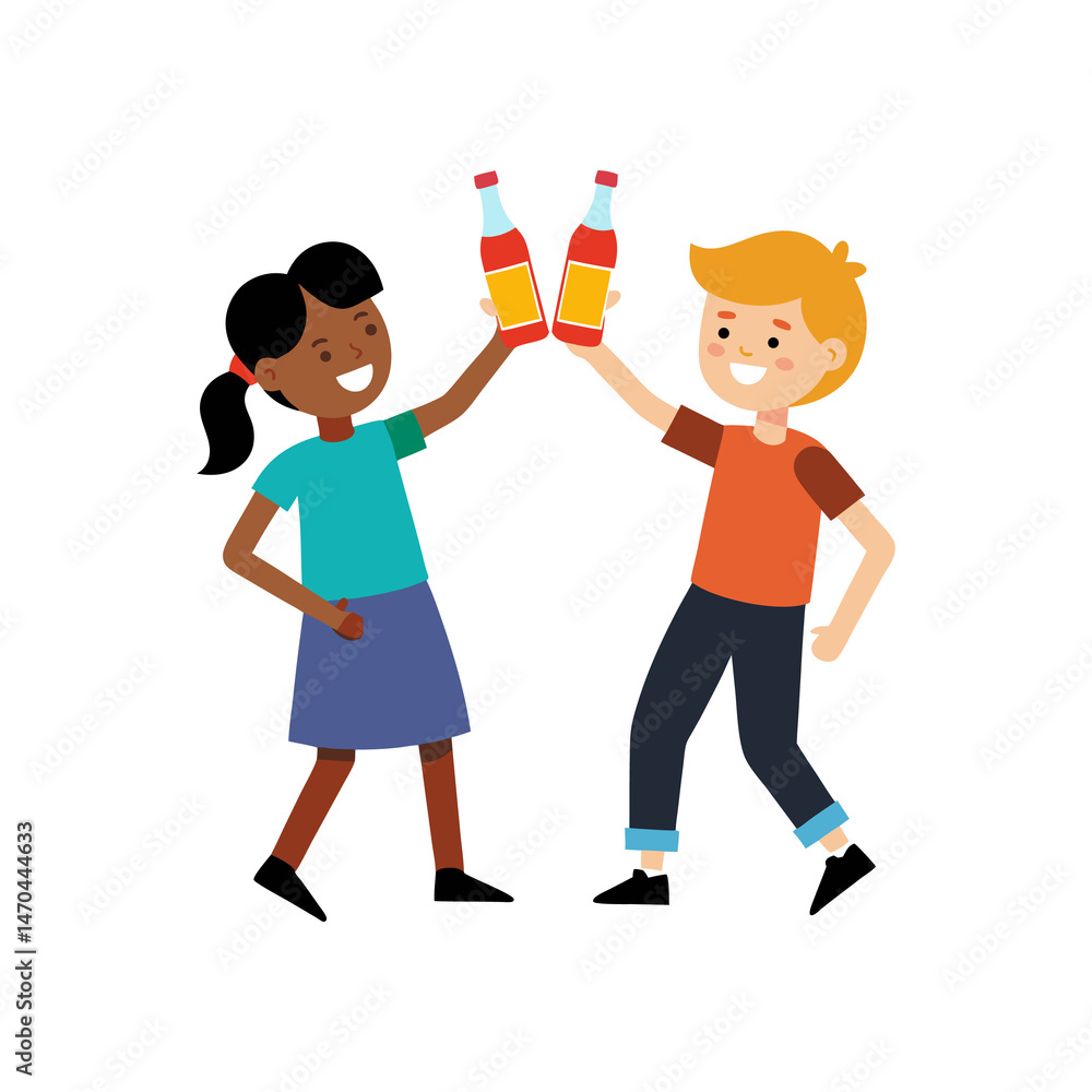 Friends Clinking Soda Bottles Friends Clinking Soda Bottles