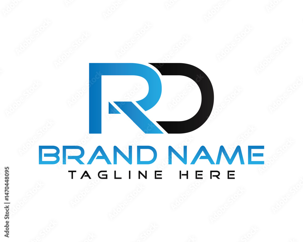 Modern RD letter logo design vector template blue and black colors for company branding identity Modern RD letter logo design vector template blue and black colors for company branding identity