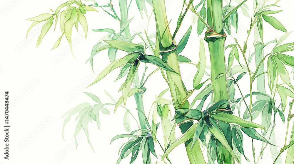 Bamboo - Ink painting style background illustration of bamboo Bamboo - Ink painting style background illustration of bamboo