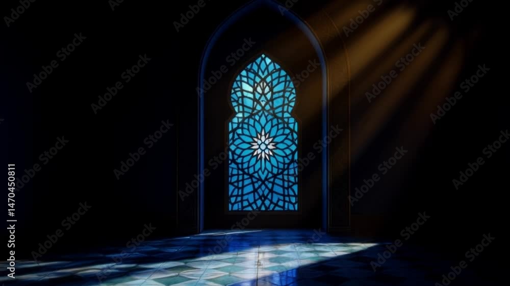 Light Shining Through Ornate Window in Dark Room Architecture Stock Footage Light Shining Through Ornate Window in Dark Room Architecture Stock Footage