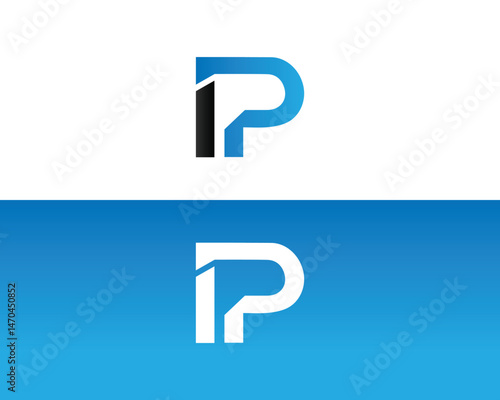 Free Download Modern letter ip logo design vector template in blue and black creative initial ip branding concept identity - GFXLoad