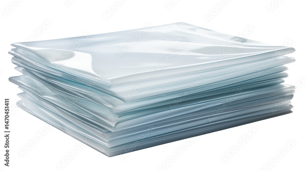 Stack of Clear Plastic Sheets Packaging Material Supplies Transparent Background Stack of Clear Plastic Sheets Packaging Material Supplies Transparent Background
