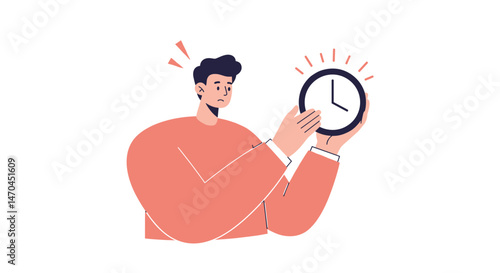 Man checking time with a clock in a modern illustration  