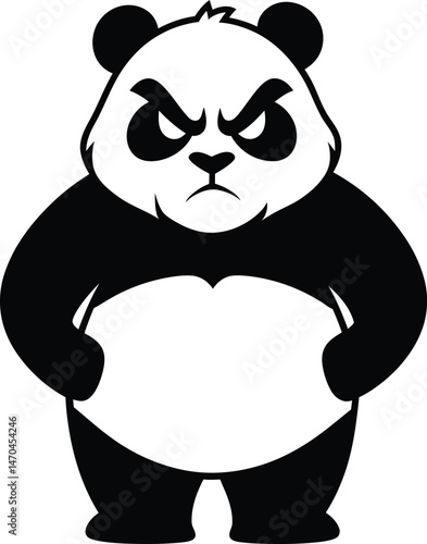 Angry Panda Character Art, Furious Cartoon Panda Design