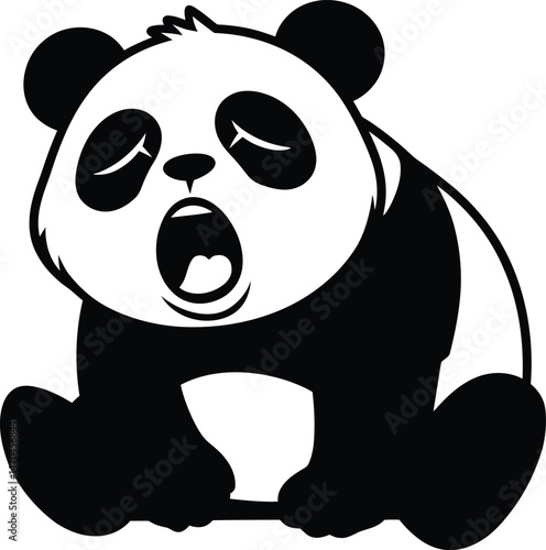 Cute Panda with Open Mouth Art, Cartoon Panda Face for Kids