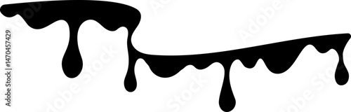 Drips of paint. Black liquid splashes. Silhouette of fluid blobs of sauce caramel and slime