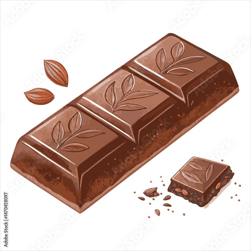Food Illustration in Graphic Style: Dark Chocolate