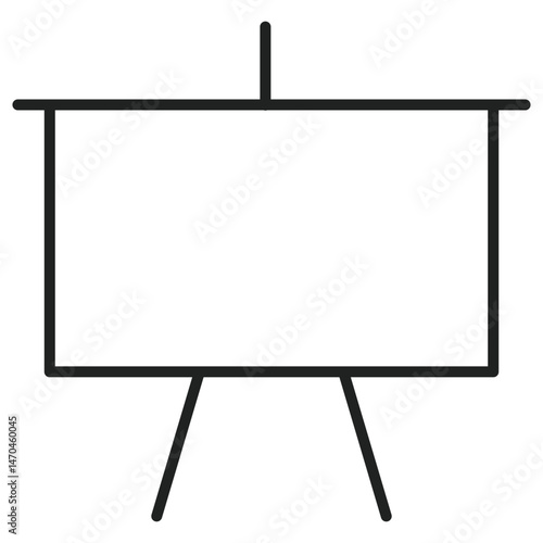 Whiteboard sits ready to use outline, offering space for any display or presentation as a blank background on its simple stand.