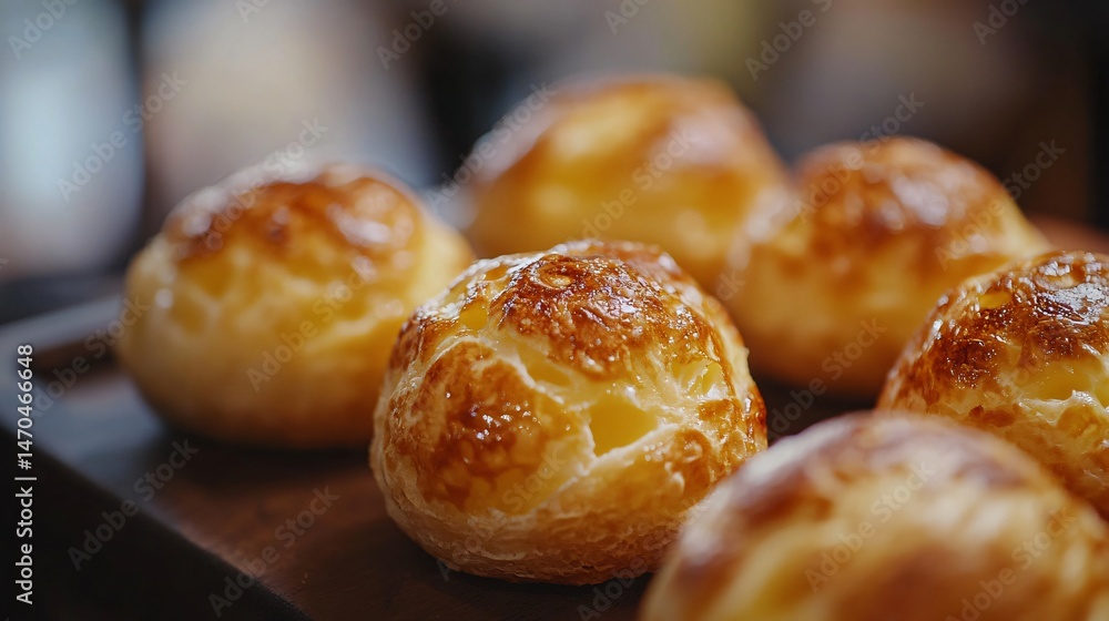 Close-up of Freshly Baked Brazilian Cheese Bread, Ideal for Culinary Blogs and Food Promotions Close-up of Freshly Baked Brazilian Cheese Bread, Ideal for Culinary Blogs and Food Promotions
