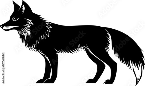 silhouette illustration of a fox