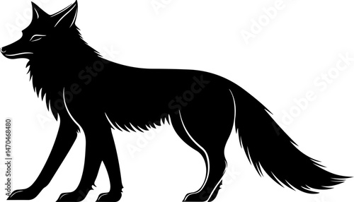 silhouette illustration of a fox