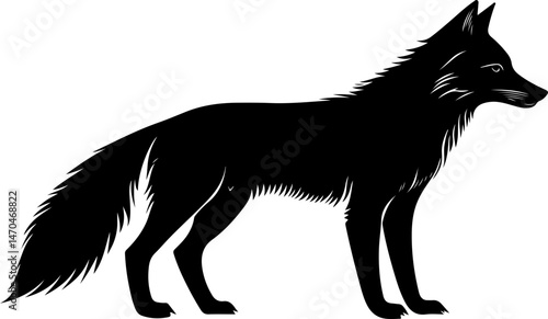 silhouette illustration of a fox