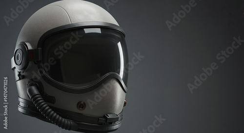 Pilot helmet displayed against dark background  