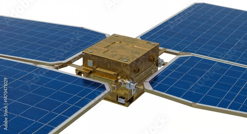 Solar Panel Satellite Technology on a White Background  