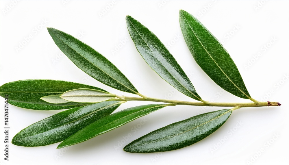 Obraz premium fresh olive branch leaves isolated on white background