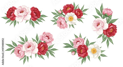 Vintage Floral Seamless Pattern with Pink and White Roses
