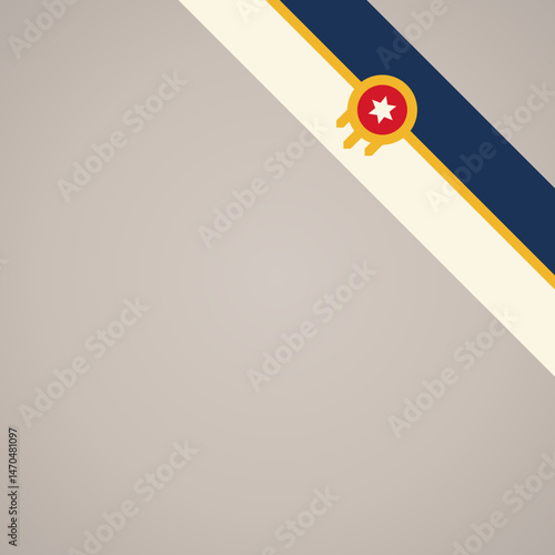 Corner slanted ribbon flag of Tulsa for a top right area of a page.