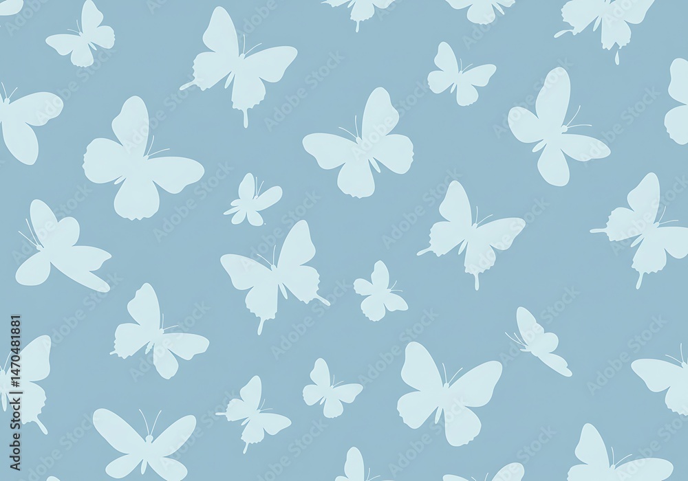 Serene Butterfly Pattern: Light Blue Serenity AI Generated Serene Butterfly Pattern: Light Blue Serenity AI Generated