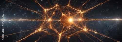 Intricate web of quantum particles, ethereal glow ,  wave,  field