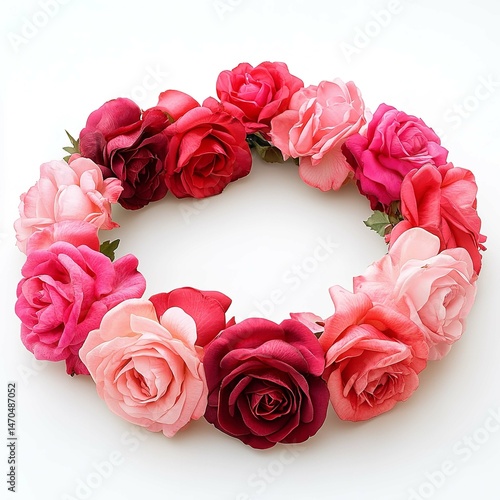  Circle of Pink and Red Roses Illustration.