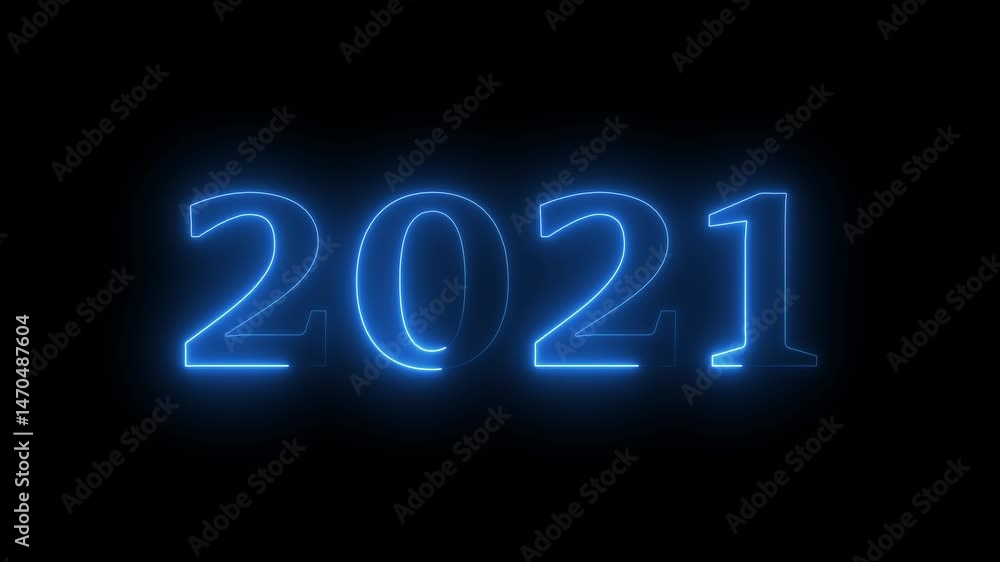2021 neon line text. Abstract 2021 neon text animation, Glowing neon number text background 4k video. 2021 neon line text. Abstract 2021 neon text animation, Glowing neon number text background 4k video.