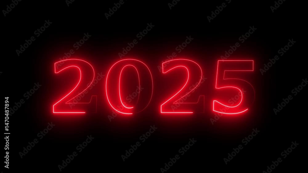 2025 neon line text. Abstract 2025 neon text animation, Glowing neon number text background 4k video. 2025 neon line text. Abstract 2025 neon text animation, Glowing neon number text background 4k video.