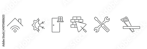 Set of masonry icon collection. House building and renovation,  repair, masonry symbol. Vector Illustration.