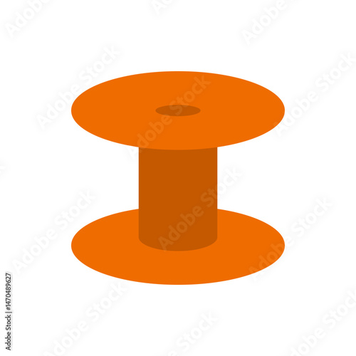 A simple illustration of an orange spool with a cylindrical core and circular flanges on each end isolated