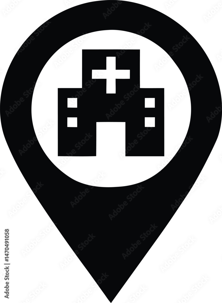 Obraz premium hospital location map icon vector illustration