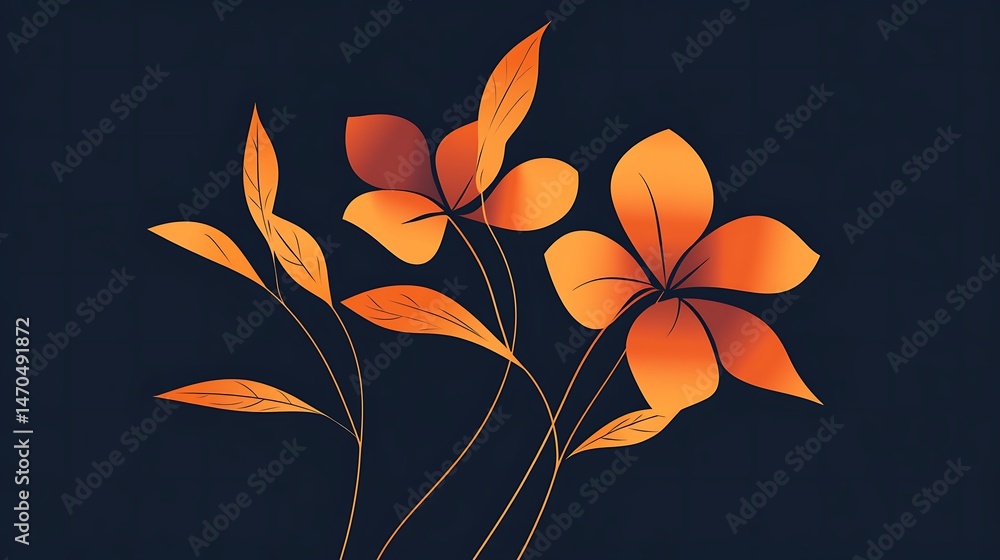 Fototapeta premium Orange Flowers with Dark Background.