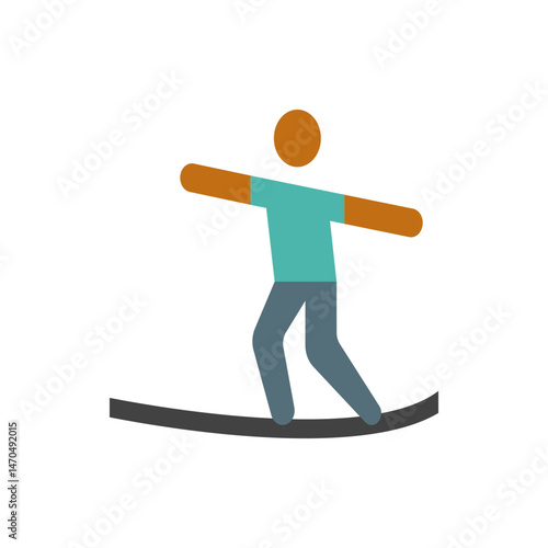 Illustration of a stick figure balancing on a tightrope with arms outstretched for stability and focus in life