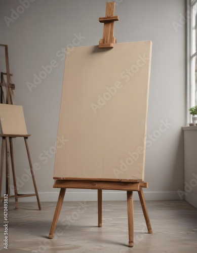 Wallpaper Mural Sturdy easel base and legs firmly holding a large, taut canvas ,  structure,  craft supplies,  close-up Torontodigital.ca