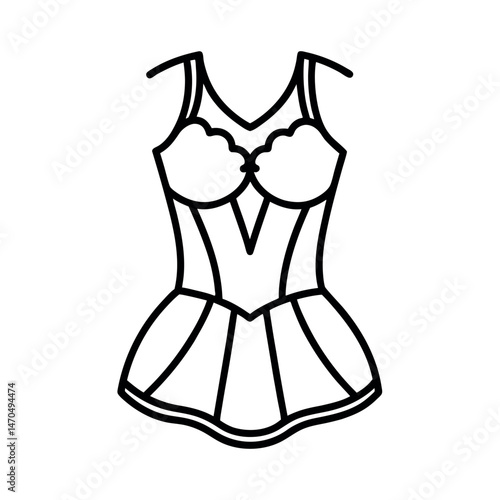 Burlesque Outfit Design Outline Vector Line Drawing