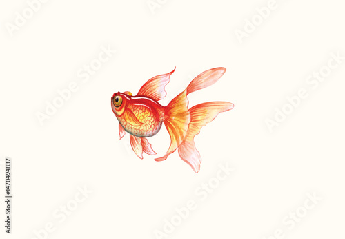 Watercolor freshwater carp vector illustration