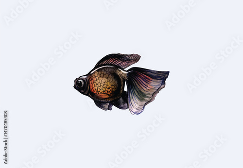 Watercolor freshwater carp vector illustration