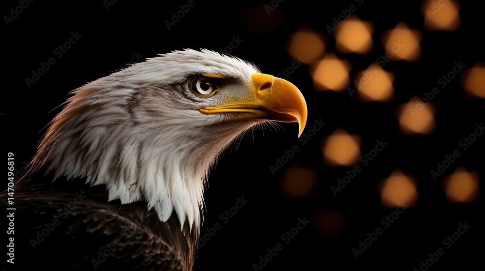 A Majestic Eagle Posing Against A Soft Golden Background A Majestic Eagle Posing Against A Soft Golden Background