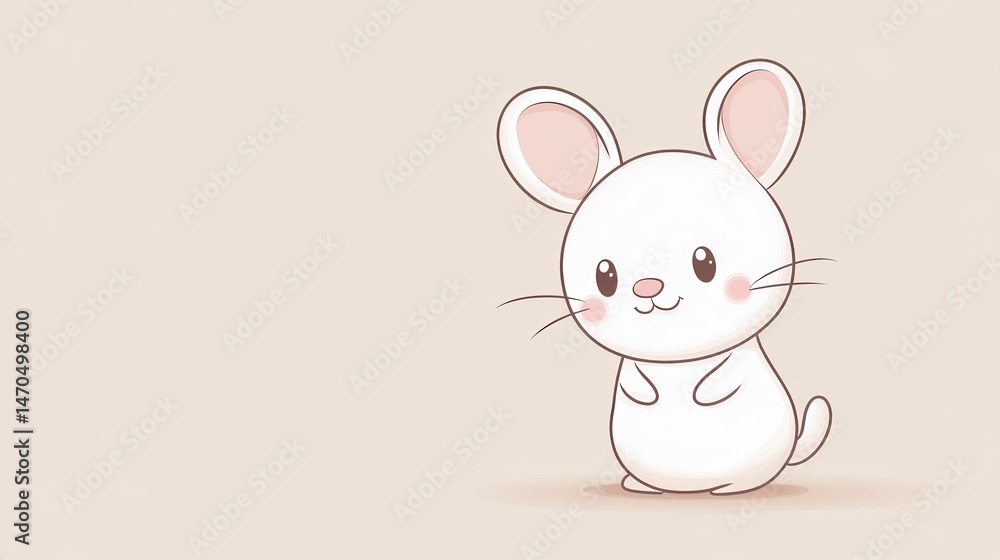 Fototapeta premium Vector image, no shadows, only outlines, dopamine color, cute stick figure animal, simple lines, clean colors, very cute, light color background, cartoon, ultra high definition, 