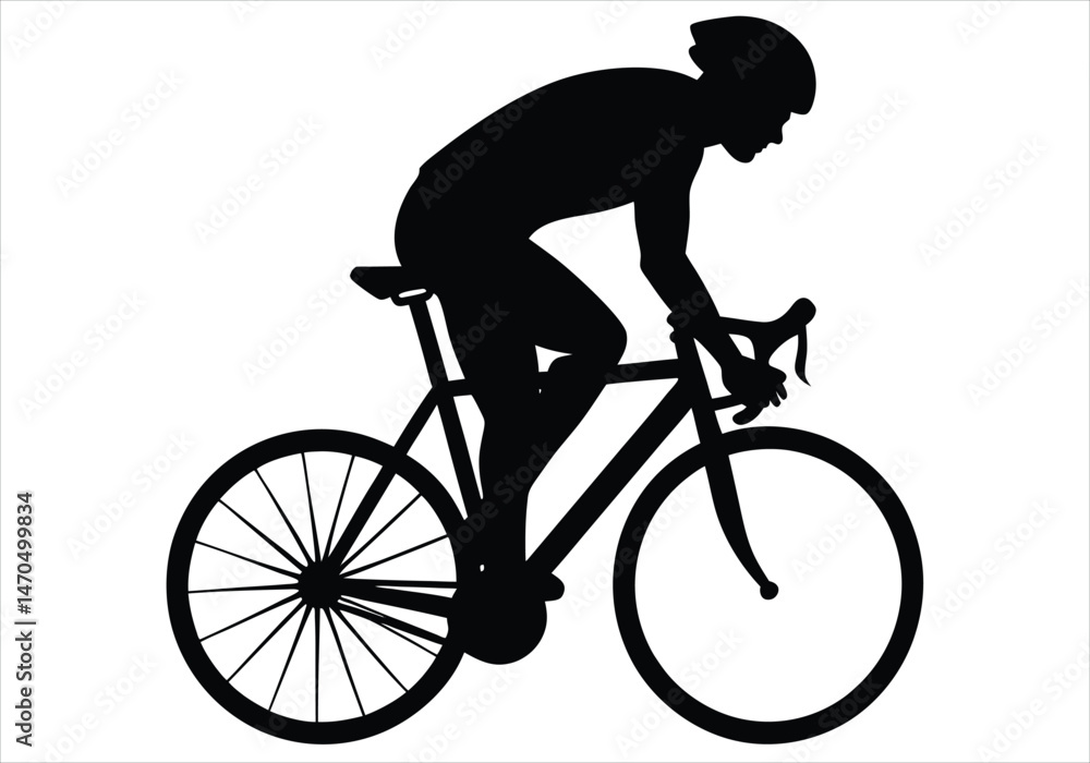 Naklejka premium Cyclist Leaning Forward on a Bike Silhouette