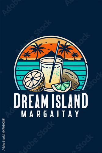 Dream Island Margaitay Tropical Cocktail Illustration