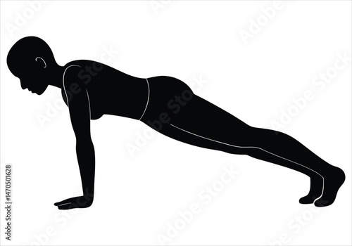 Plank Pose Body Parallel to the Floor Silhouette
