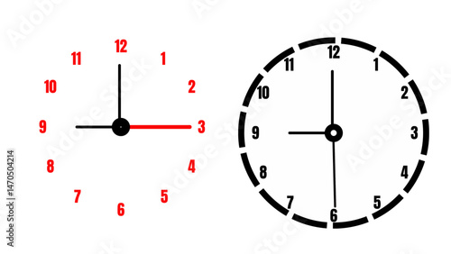 Two analog clocks with unique dial styles displayed on a clean white background in a minimal vector design

