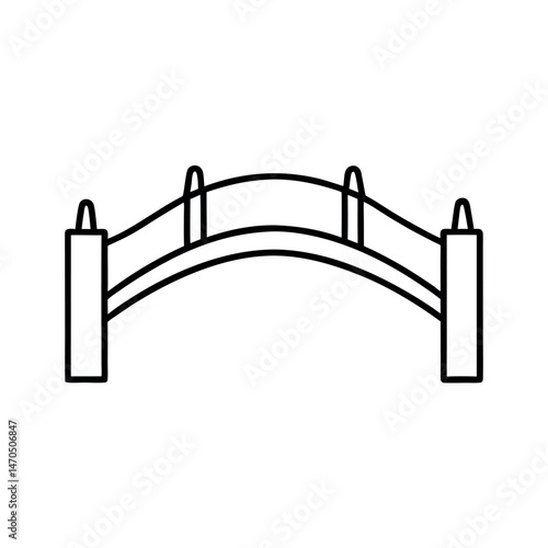 Footbridge Architecture Outline Vector Line Drawing