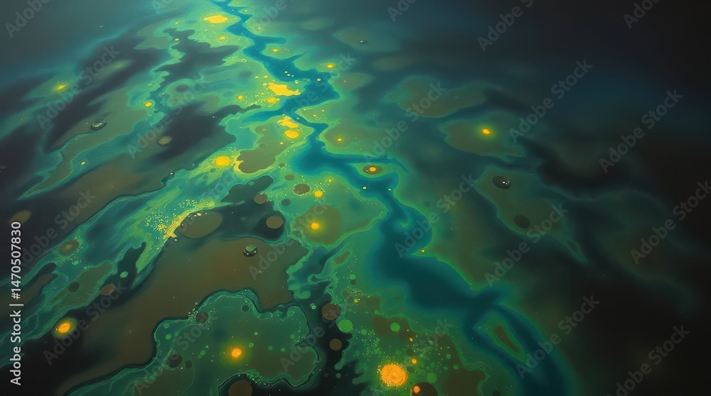 Fototapeta premium Aerial Abstract of Vibrant River and Colorful Algae Patterns