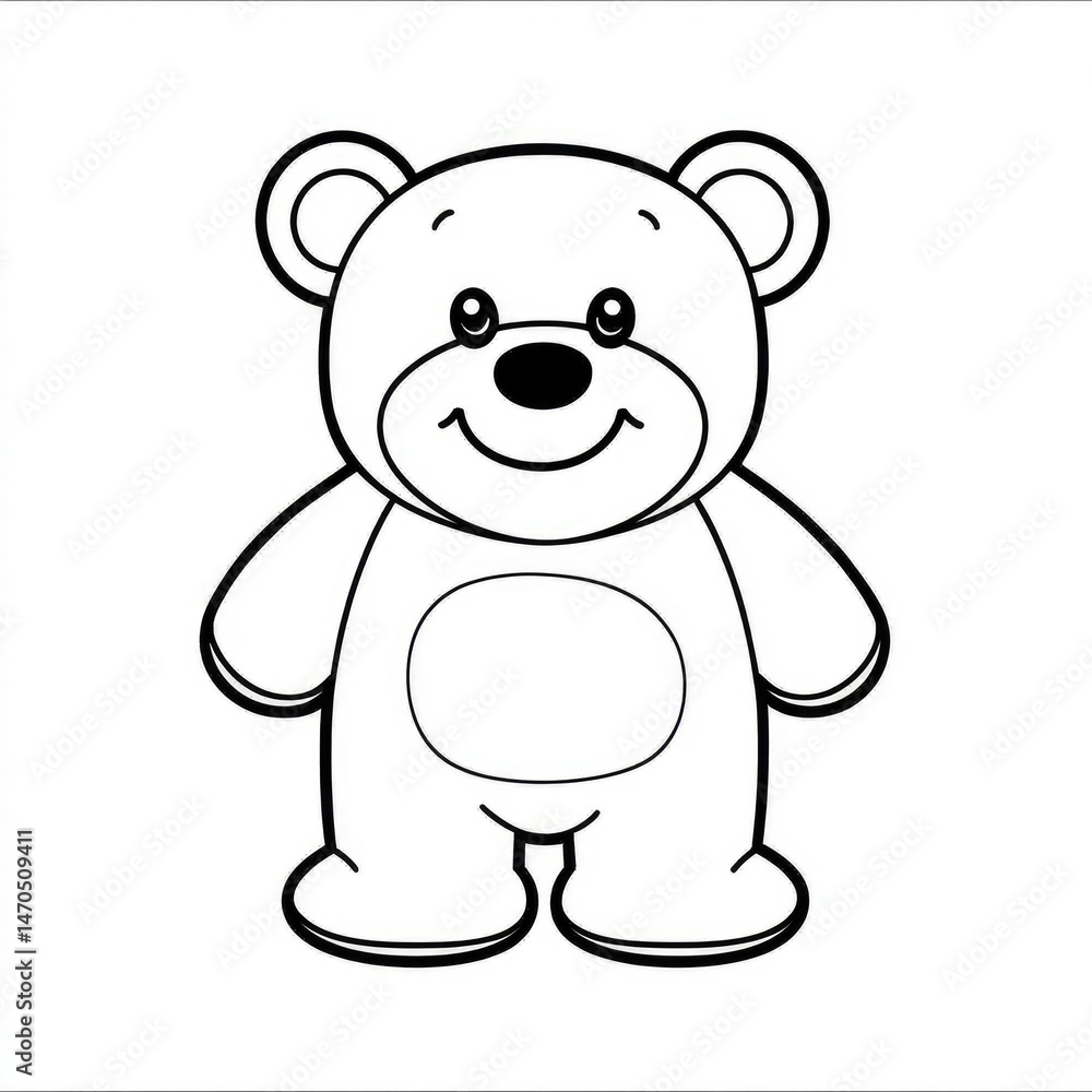 Fototapeta premium Black and white teddy bear illustration