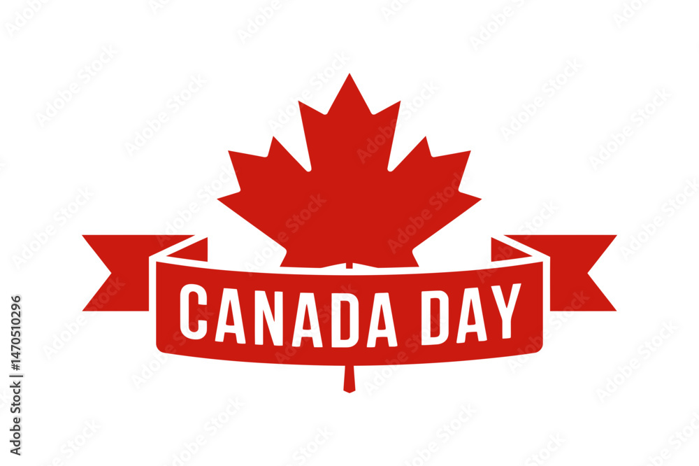 Celebrate canada day with maple leaf and banner Celebrate canada day with maple leaf and banner