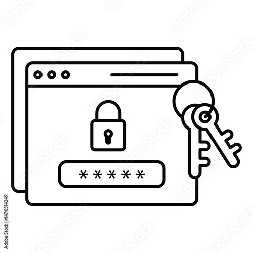 Password Management Icon With User Lock, Key, And Authentication Elements