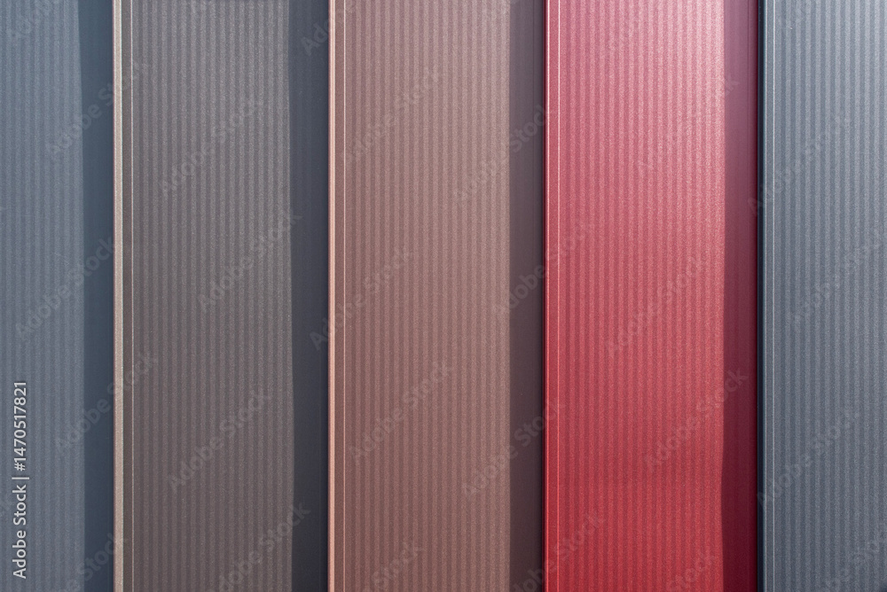 Fototapeta premium Textured metal panels with vertical colored sections