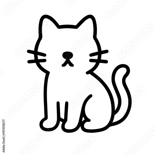 cartoon illustration of faceless cute cat on blue background
